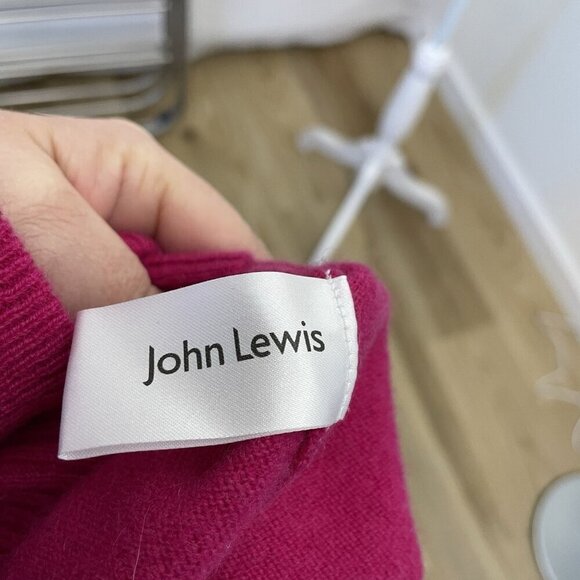 John Lewis 100% Cashmere Cardigan Sweater Soft Classic Bright Pink size 8 - Picture 6 of 7